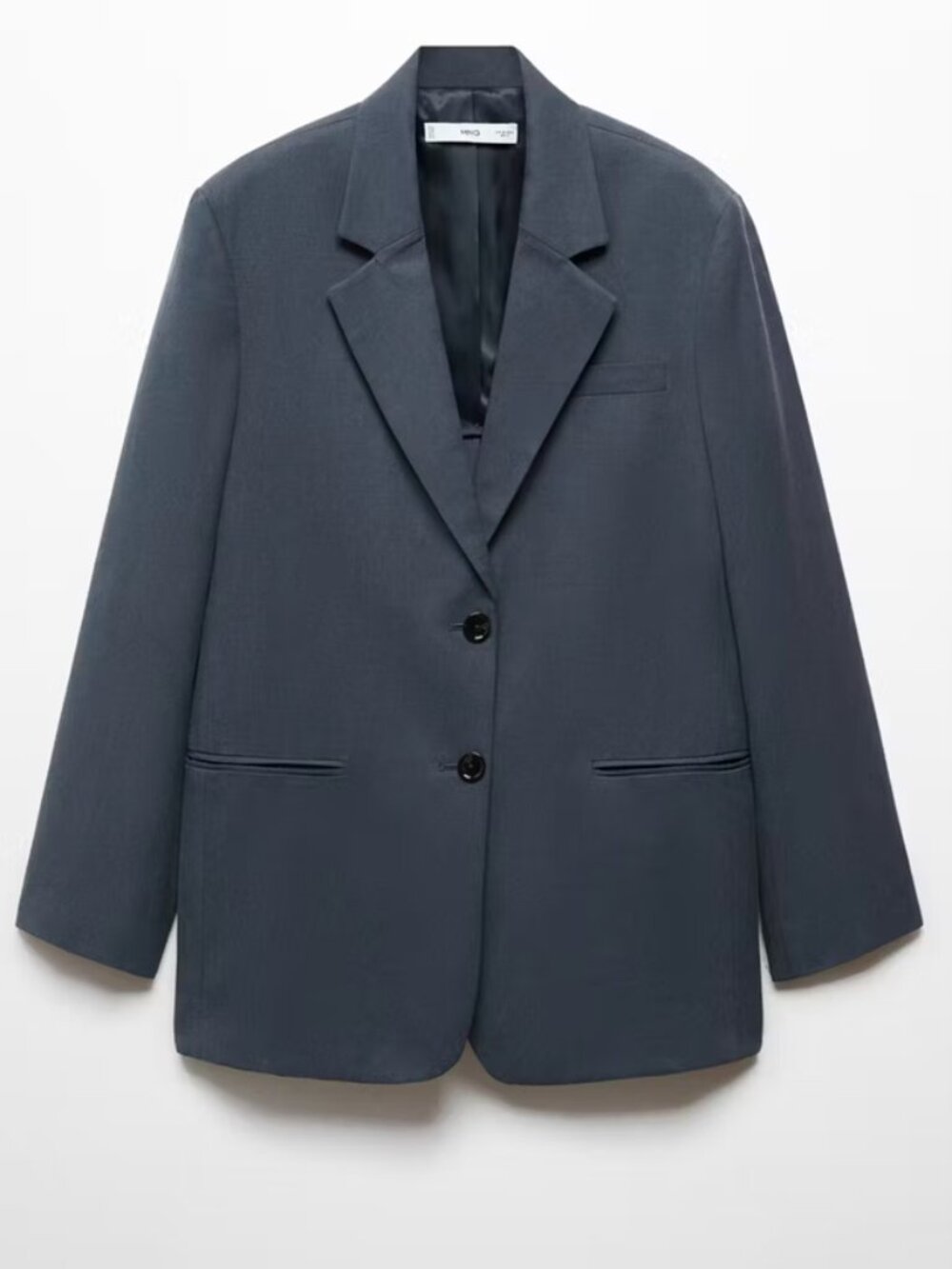 Mango Lyocell Structured Oversized Blazer Jacket In Petrol Blue Size L NWT